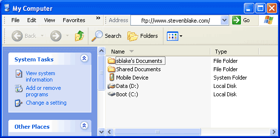 Using My Computer to access FTP